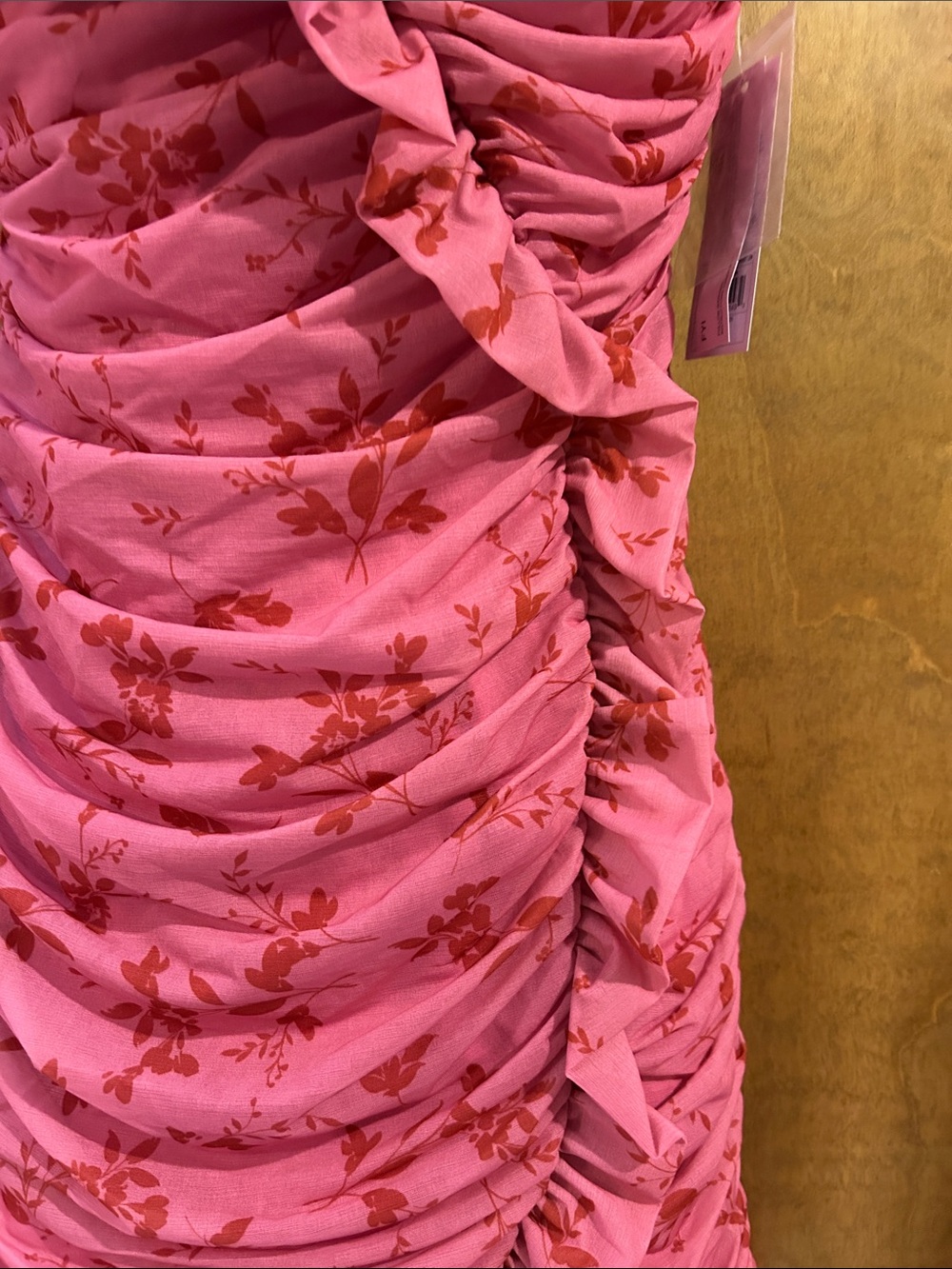 Pink Floral Ruffle Ruched Mini Dress - Homecoming - Picture 5 of 14